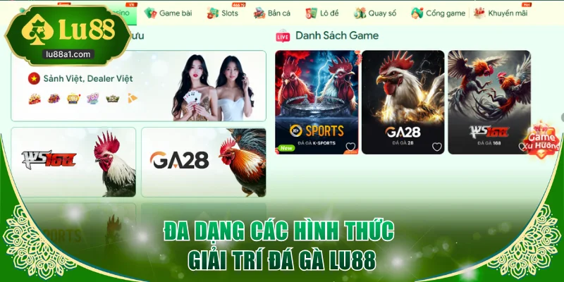 Đa dạng các hình thức giải trí đá gà LU88